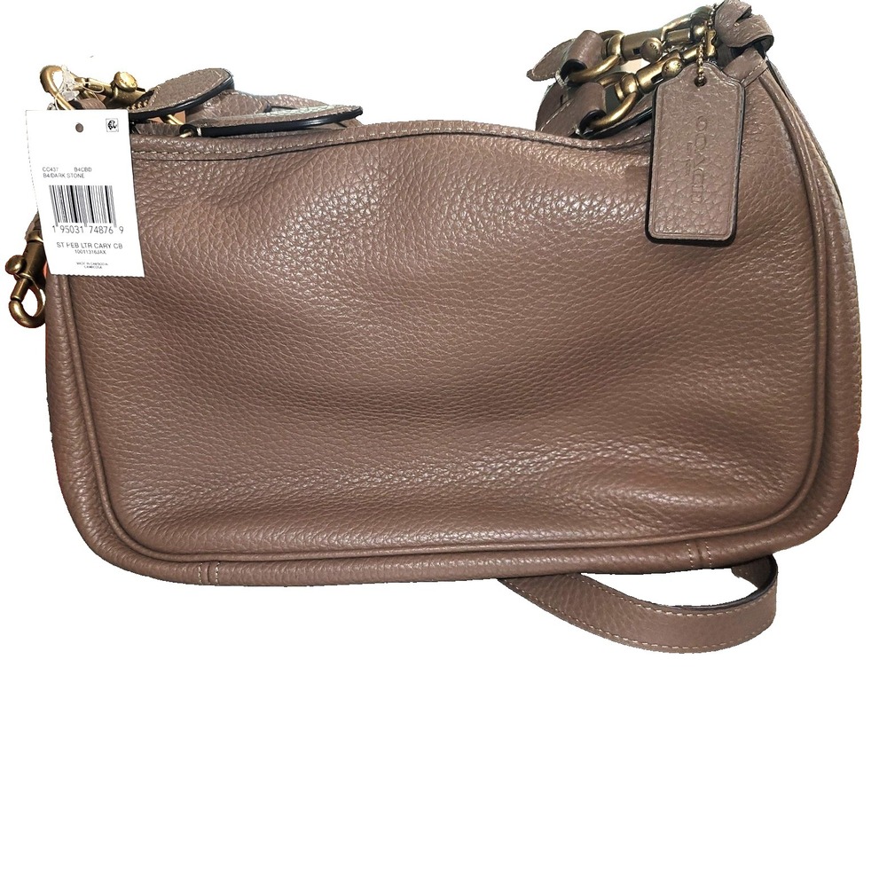 COACH Womens Bag ST PEB LTR CARY CB DARK STONE New With Tags
